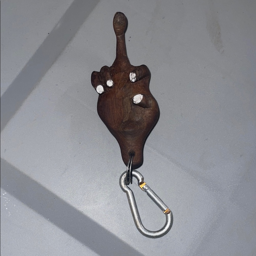 Artisan Hand carved Wood Keychain